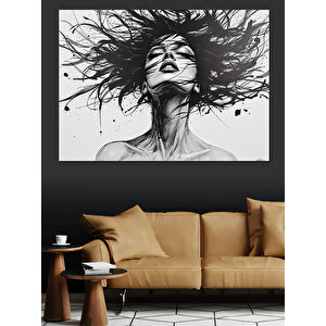 Siyah Beyaz Çığlık Kadın Dekoratif Kanvas - Mdf Ahşap Tablo 100x140 cm
