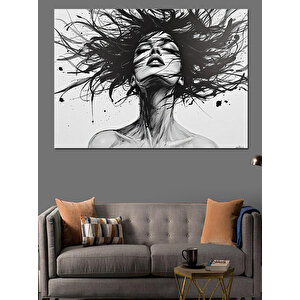 Siyah Beyaz Çığlık Kadın Dekoratif Kanvas - Mdf Ahşap Tablo