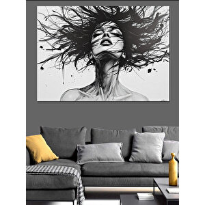 Siyah Beyaz Çığlık Kadın Dekoratif Kanvas - Mdf Ahşap Tablo 35x50 cm