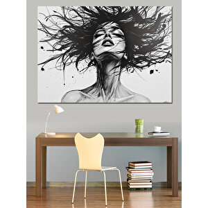 Siyah Beyaz Çığlık Kadın Dekoratif Kanvas - Mdf Ahşap Tablo