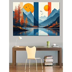 Soyut Dağ Manzarası Dekoratif Kanvas - Mdf Ahşap Tablo 50x70 cm