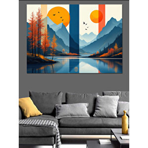 Soyut Dağ Manzarası Dekoratif Kanvas - Mdf Ahşap Tablo 50x70 cm
