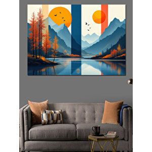 Soyut Dağ Manzarası Dekoratif Kanvas - Mdf Ahşap Tablo