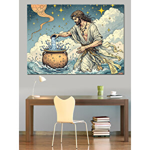 Kova Burcu Temalı Dekoratif Kanvas - Mdf Ahşap Tablo 70x100 cm