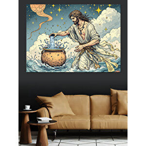 Kova Burcu Temalı Dekoratif Kanvas - Mdf Ahşap Tablo 70x100 cm