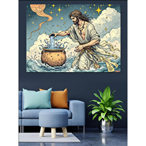 Kova Burcu Temalı Dekoratif Kanvas - Mdf Ahşap Tablo