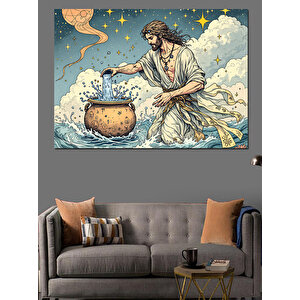 Kova Burcu Temalı Dekoratif Kanvas - Mdf Ahşap Tablo