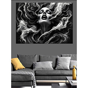 Siyah Beyaz Çığlık Kadın Dekoratif Kanvas - Mdf Ahşap Tablo 50x70 cm