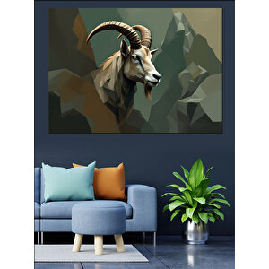 Dağ Keçisi Polygonal Stil Dekoratif Kanvas - Mdf Ahşap Tablo 70x100 cm