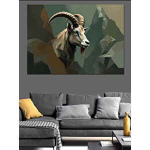 Dağ Keçisi Polygonal Stil Dekoratif Kanvas - Mdf Ahşap Tablo