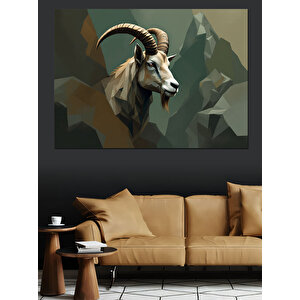 Dağ Keçisi Polygonal Stil Dekoratif Kanvas - Mdf Ahşap Tablo