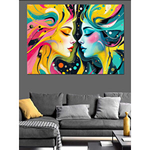 Sanatsal İki Kadın Dekoratif Kanvas - Mdf Ahşap Tablo 100x140 cm