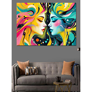 Sanatsal İki Kadın Dekoratif Kanvas - Mdf Ahşap Tablo