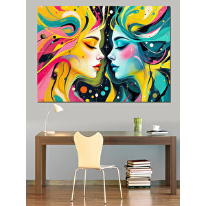 Sanatsal İki Kadın Dekoratif Kanvas - Mdf Ahşap Tablo