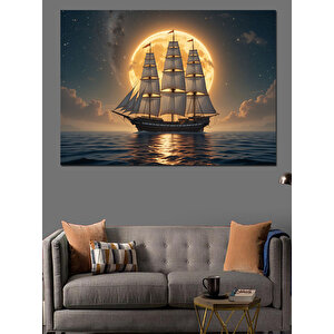 Gece Yelkenlisi Dekoratif Kanvas - Mdf Ahşap Tablo