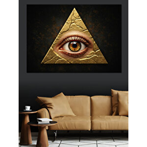 Altın Piramitte Göz Dekoratif Kanvas - Mdf Ahşap Tablo 100x140 cm