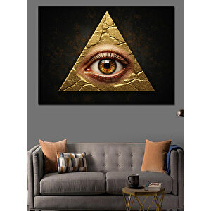 Altın Piramitte Göz Dekoratif Kanvas - Mdf Ahşap Tablo