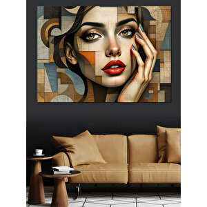 Soyut Kadın Portresi Dekoratif Kanvas - Mdf Ahşap Tablo 70x100 cm