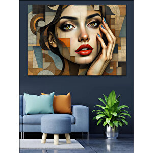 Soyut Kadın Portresi Dekoratif Kanvas - Mdf Ahşap Tablo 70x100 cm