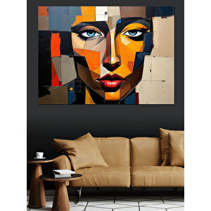 Renkli Kadın Portresi Dekoratif Kanvas - Mdf Ahşap Tablo 100x140 cm