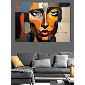 Renkli Kadın Portresi Dekoratif Kanvas - Mdf Ahşap Tablo