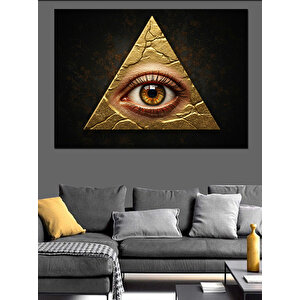 Altın Piramitte Göz Dekoratif Kanvas - Mdf Ahşap Tablo 70x100 cm