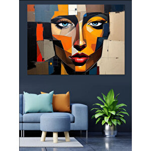 Renkli Kadın Portresi Dekoratif Kanvas - Mdf Ahşap Tablo 70x100 cm