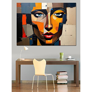 Renkli Kadın Portresi Dekoratif Kanvas - Mdf Ahşap Tablo