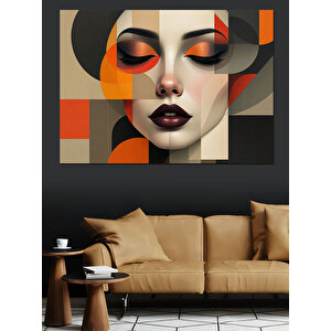 Soyut Portreli Renkli Kadın Dekoratif Kanvas - Mdf Ahşap Tablo 70x100 cm