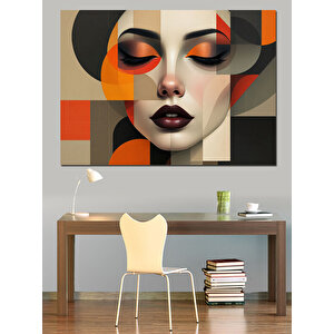 Soyut Portreli Renkli Kadın Dekoratif Kanvas - Mdf Ahşap Tablo