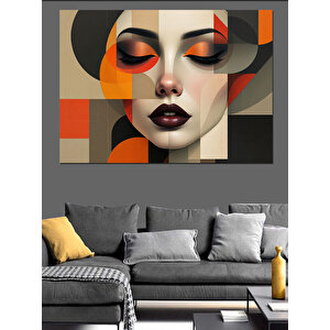 Soyut Portreli Renkli Kadın Dekoratif Kanvas - Mdf Ahşap Tablo 50x70 cm