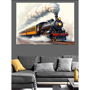 Buharlı Tren Yolculuğu Manzarası Dekoratif Kanvas - Mdf Ahşap Tablo 25x35 cm