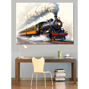 Buharlı Tren Yolculuğu Manzarası Dekoratif Kanvas - Mdf Ahşap Tablo