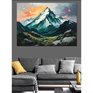 Karlarla Kaplı Dağ Dekoratif Kanvas - Mdf Ahşap Tablo 25x35 cm