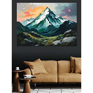Karlarla Kaplı Dağ Dekoratif Kanvas - Mdf Ahşap Tablo 25x35 cm