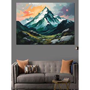 Karlarla Kaplı Dağ Dekoratif Kanvas - Mdf Ahşap Tablo