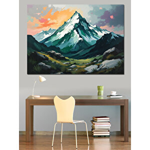 Karlarla Kaplı Dağ Dekoratif Kanvas - Mdf Ahşap Tablo
