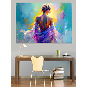 Soyut Renkli Kadın Dekoratif Kanvas - Mdf Ahşap Tablo 100x140 cm