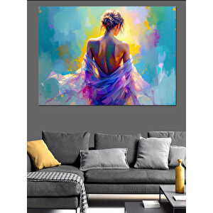 Soyut Renkli Kadın Dekoratif Kanvas - Mdf Ahşap Tablo 100x140 cm