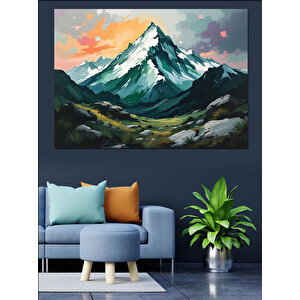 Karlarla Kaplı Dağ Dekoratif Kanvas - Mdf Ahşap Tablo 100x140 cm