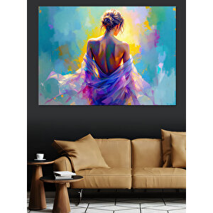 Soyut Renkli Kadın Dekoratif Kanvas - Mdf Ahşap Tablo 50x70 cm