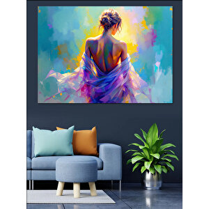 Soyut Renkli Kadın Dekoratif Kanvas - Mdf Ahşap Tablo