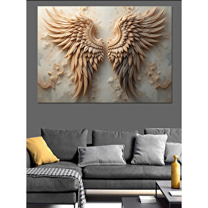Altın Renkli Melek Kanatları Dekoratif Kanvas - Mdf Ahşap Tablo