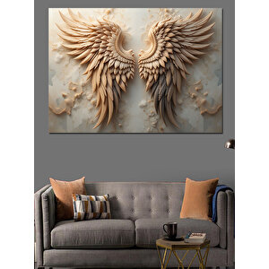 Altın Renkli Melek Kanatları Dekoratif Kanvas - Mdf Ahşap Tablo 70x100 cm