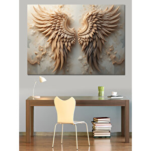 Altın Renkli Melek Kanatları Dekoratif Kanvas - Mdf Ahşap Tablo 70x100 cm