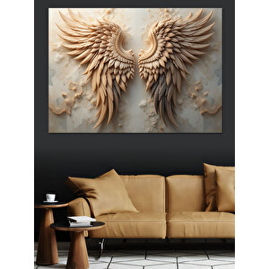 Altın Renkli Melek Kanatları Dekoratif Kanvas - Mdf Ahşap Tablo