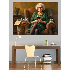 Yaşlı Kadın Portresi Dekoratif Kanvas - Mdf Ahşap Tablo 70x100 cm