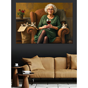 Yaşlı Kadın Portresi Dekoratif Kanvas - Mdf Ahşap Tablo 50x70 cm