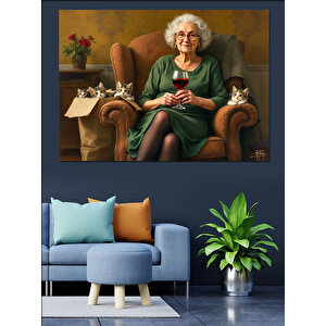 Yaşlı Kadın Portresi Dekoratif Kanvas - Mdf Ahşap Tablo