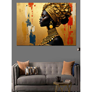 Altın Taçlı Kadın Dekoratif Kanvas - Mdf Ahşap Tablo 25x35 cm